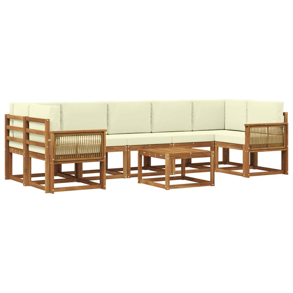 Ensemble de canapés d'extérieur 8 pc naturel et crème polyester