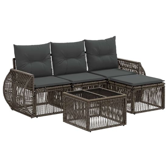 Ensemble de canapé de jardin 5 pc gris et gris foncé polyrotin