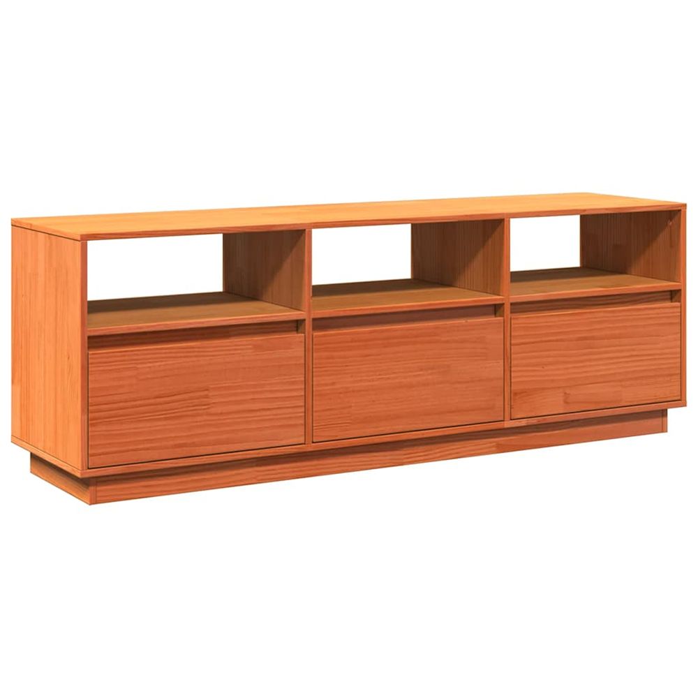Meuble tv cire marron 140x37x50 cm bois pin massif