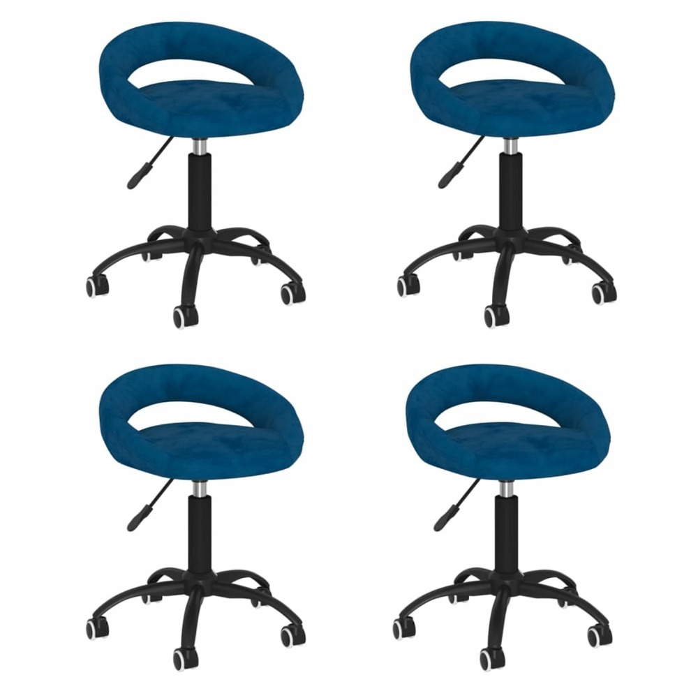 Chaises pivotantes de salle à manger 4 pcs bleu velours
