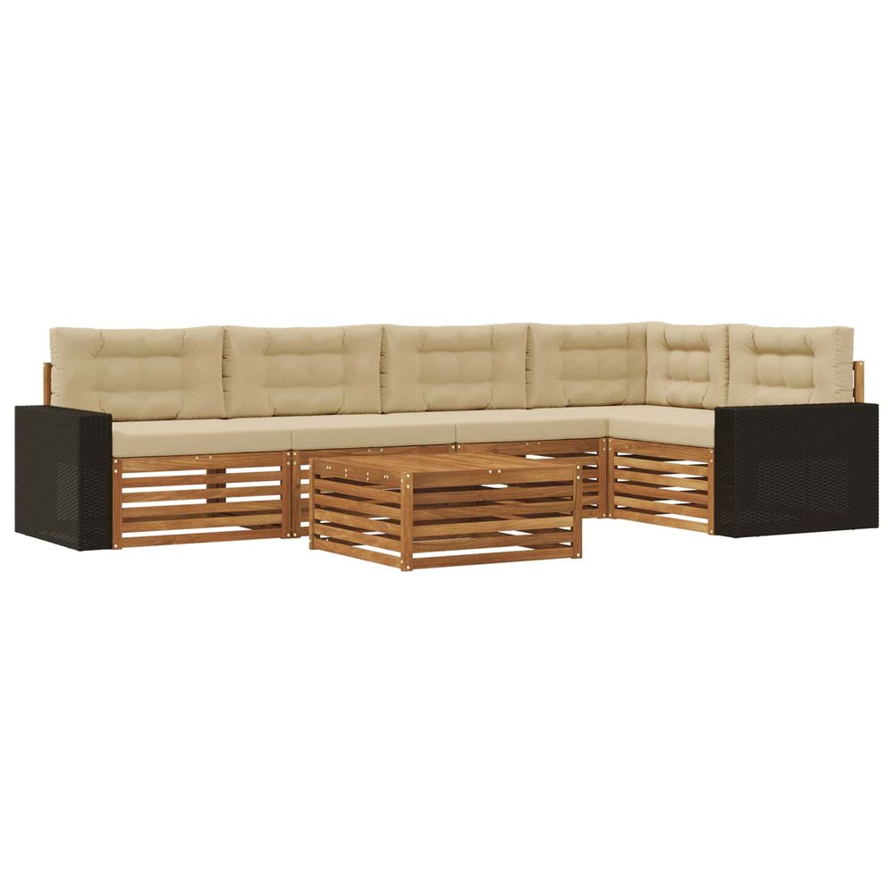 Ensemble de canapés d'extérieur 6 pc naturel et beige polyester