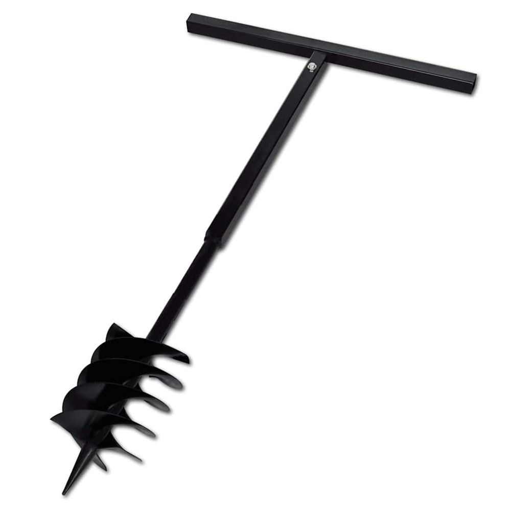 Tarière de sol avec mèche de tarière 180 mm acier noir