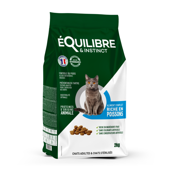 Equilibre & instinct - croquettes au poisson pour chat stérilisé 2kg