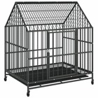 Cage pour chien avec roues noir gris acier galvanisé