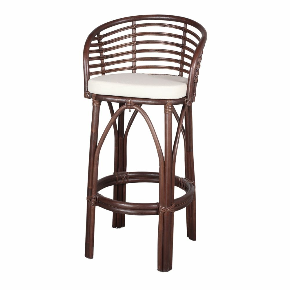 Tabouret haut en bambou et rotin avec un style tropical - modèle 026 - marron