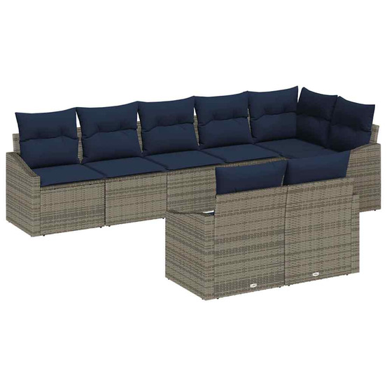 Ensemble de canapé de jardin 8 pcs gris et bleu marine