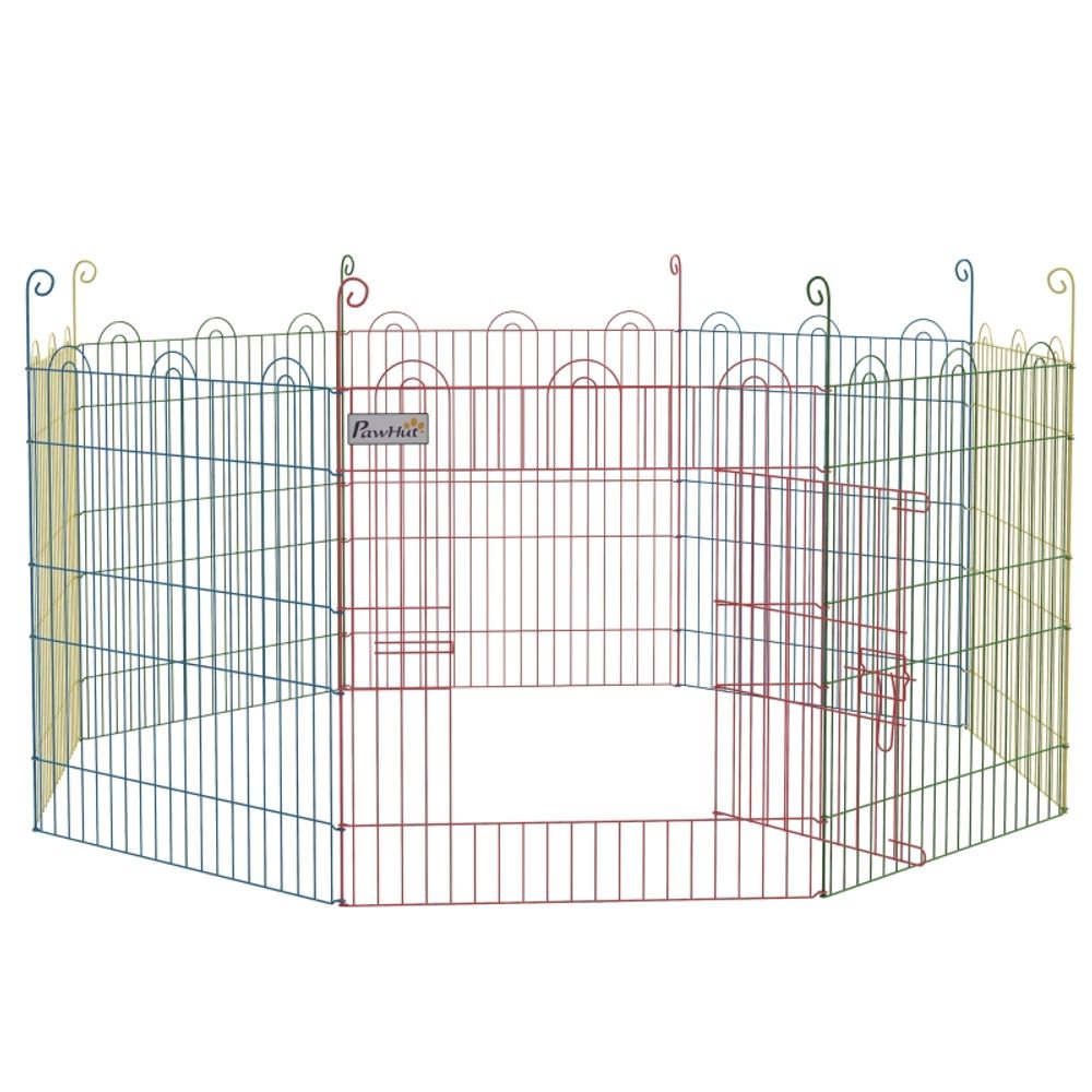 Parc modulable acier pour chiots petits animaux verrouillable ø156x60cm multicolore