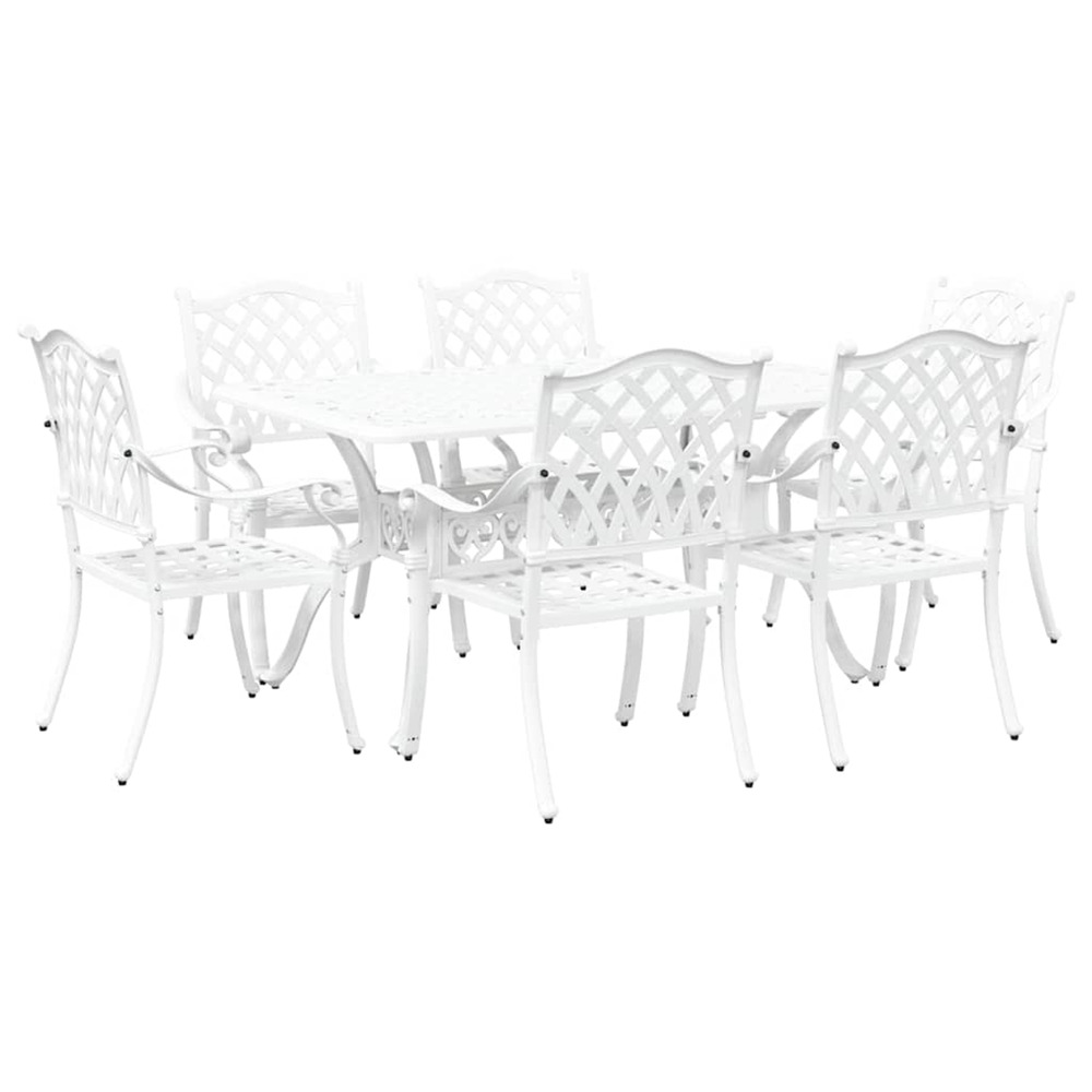 Ensemble de salle à manger pour jardin 7 pcs blanc aluminium