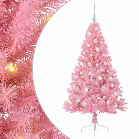 Sapin de noël artificiel pré-éclairé rose 150 cm pvc