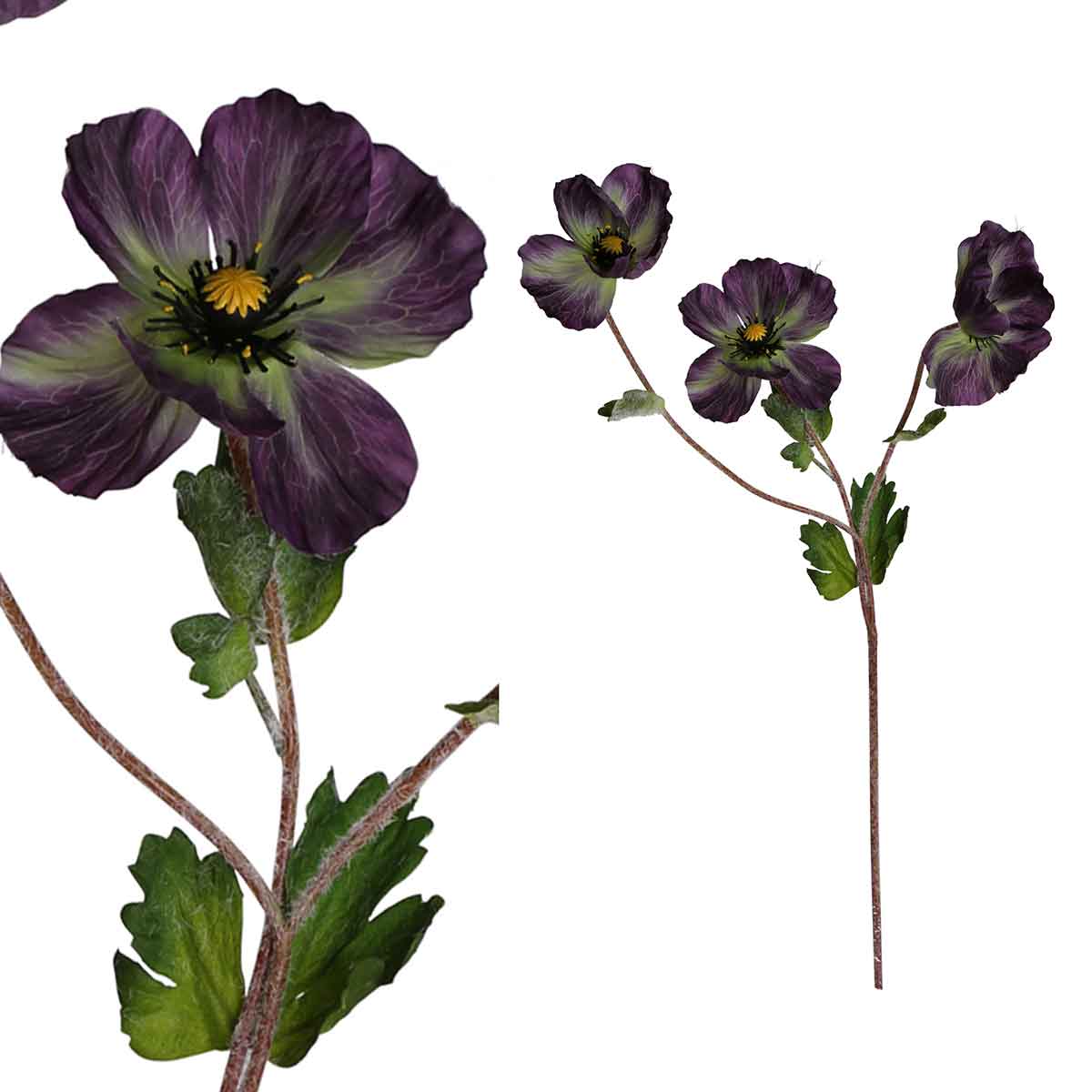 Ptmd garden fleur anemone feuille artificielle - 35,5 x 11,5 x 68,5 cm - violet