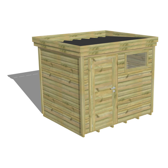 Abri de jardin bois pin traité autoclave 27mm - 2,64x2,14m / 6m2 - bac acier - plancher bois