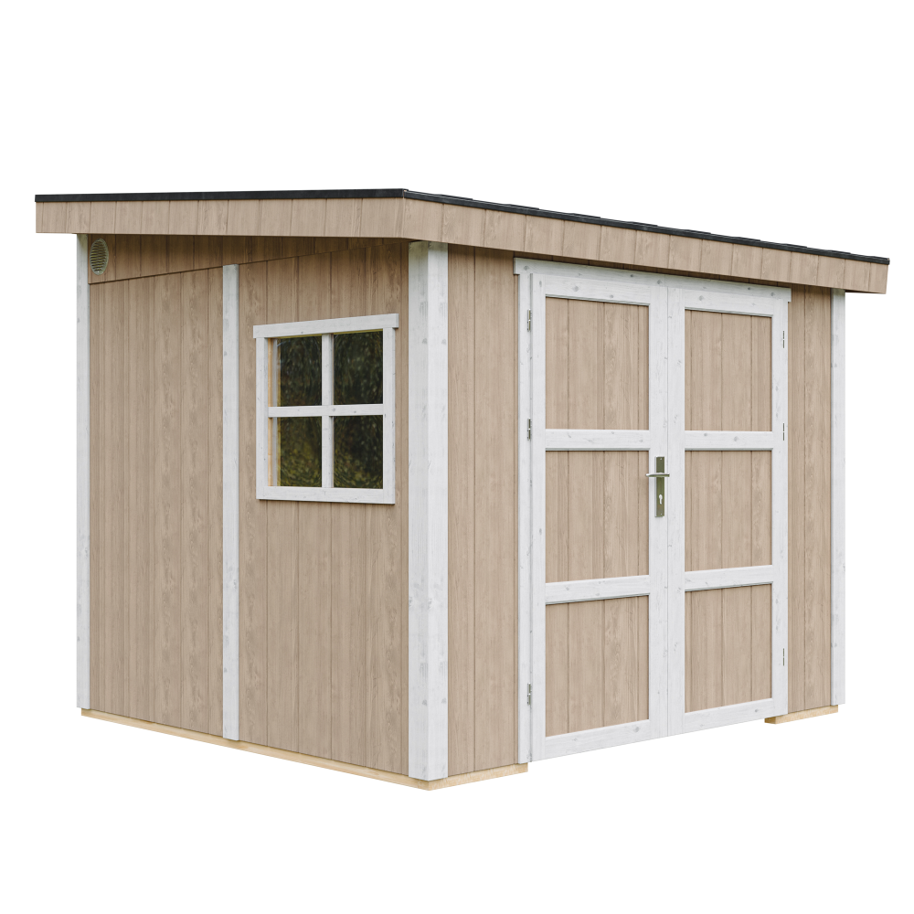 Abri de jardin qualité premium 5,9 m² - h231x248x294 cm - sans plancher e paroi latérale - timbela m938b-terra brown