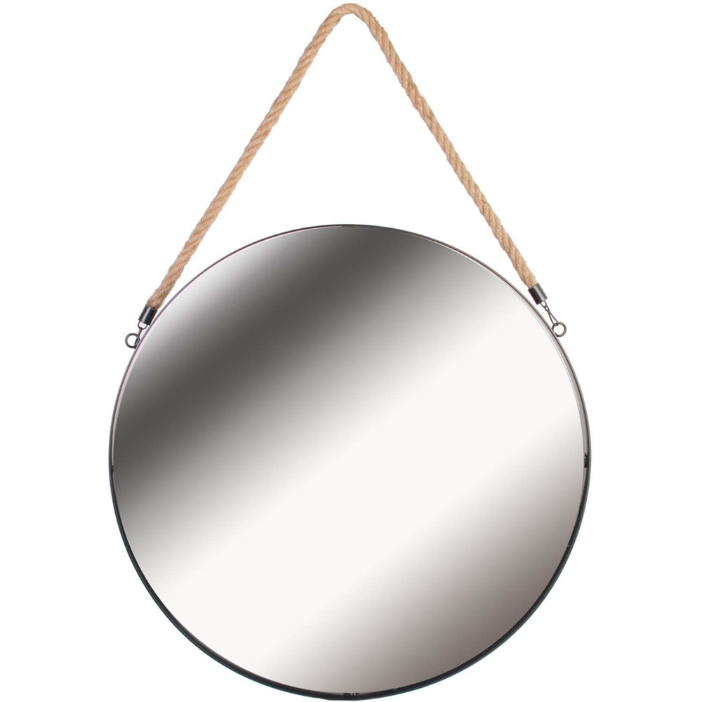 Miroir rond avec anse en jonc 50 cm