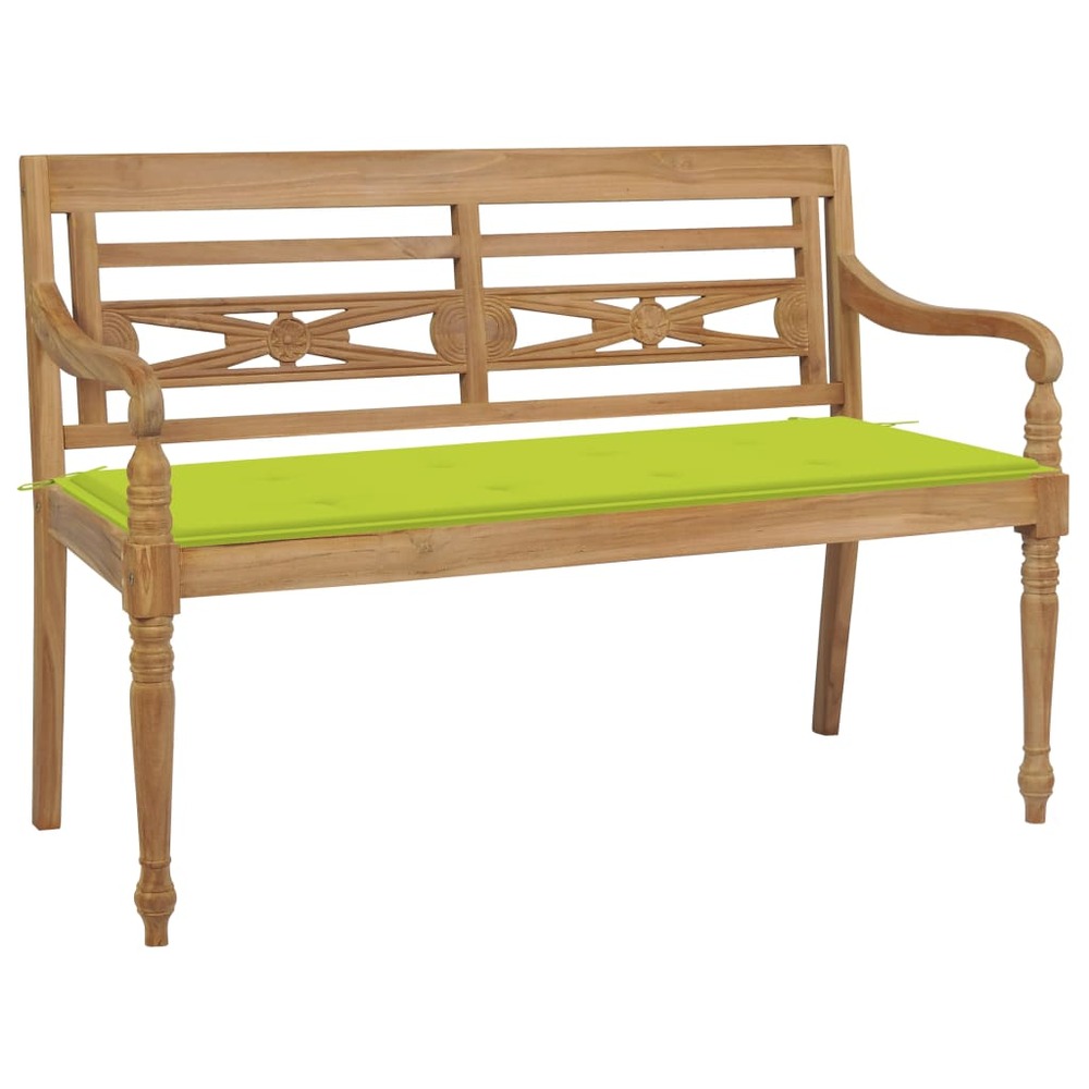 Banc de jardin meuble de patio d'extérieur terrasse avec coussin vert vif 120 cm bois de teck massif