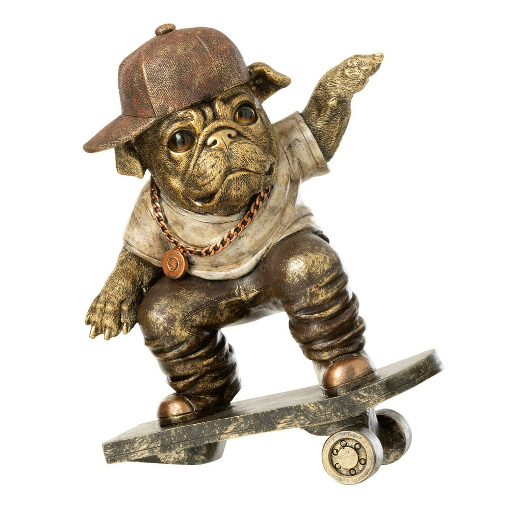 Statuette bulldog skateboard 