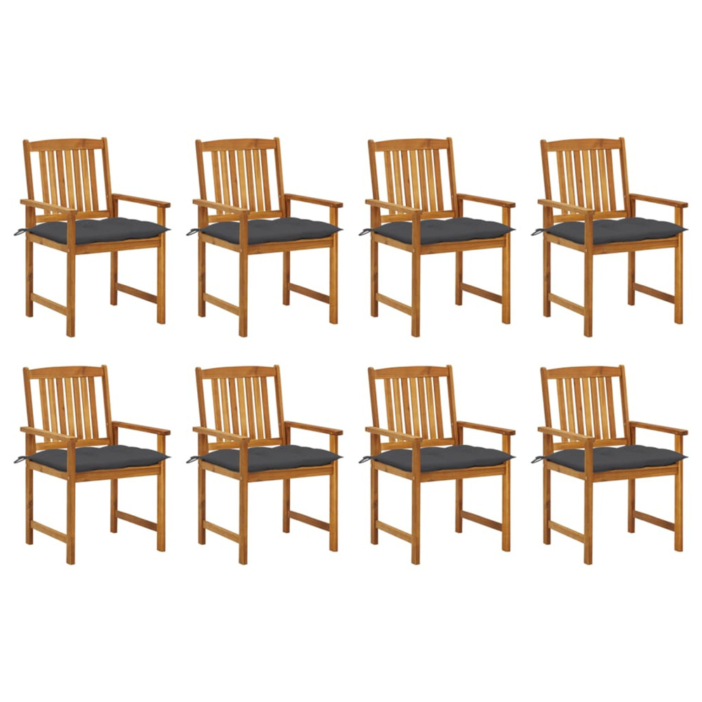 Chaises de jardin avec coussins lot de 8 bois d'acacia solide