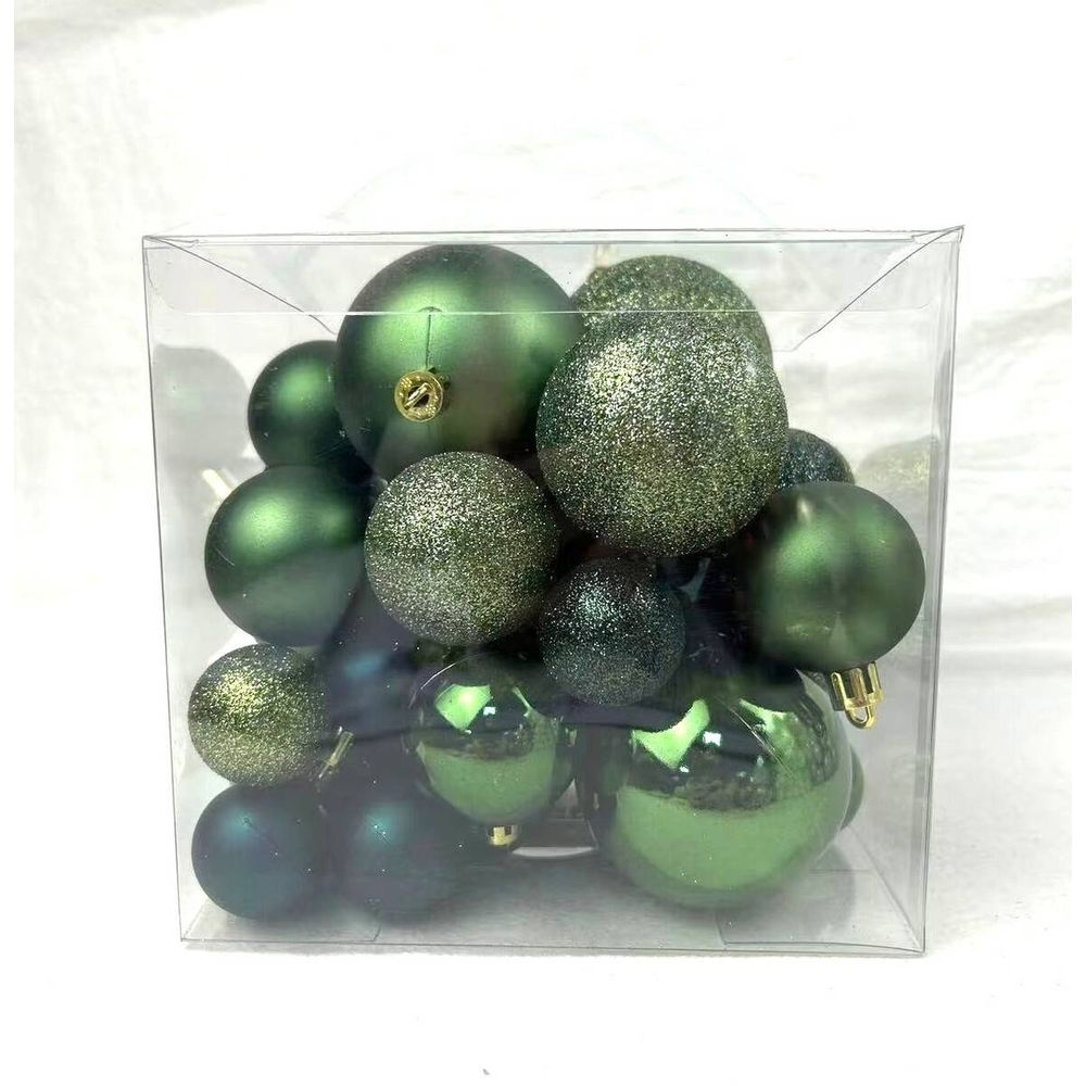 Kit de 35 boules de noël en plastique petit modèle olive