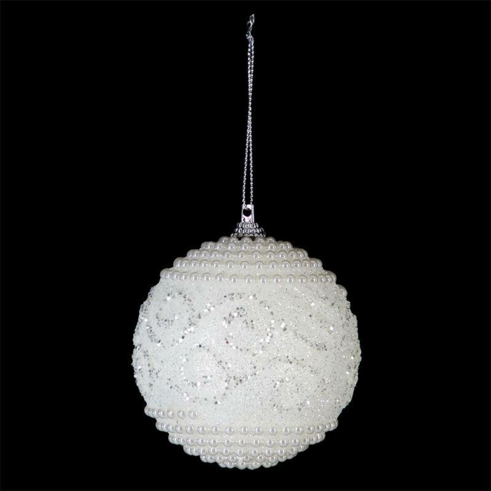 Boule avec perles pailletées d.8cm polystyrène assorti