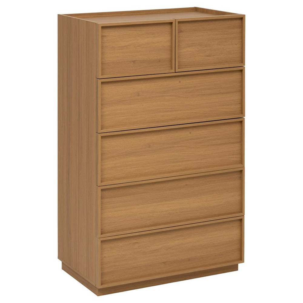 5five - commode haute framy 6 tiroirs bois foncé