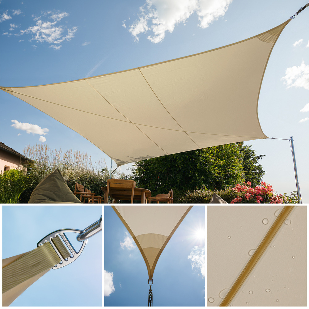 Voiles d'ombrage imperméables triangulaire 5x5x5 beige, ez breez