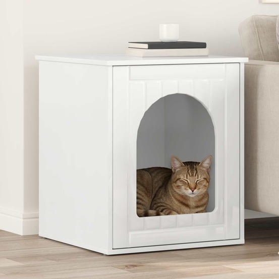 Maison pour chat blanc brillant 53 x 52 x 62 cm