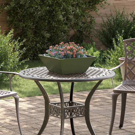 Pot de jardin bol en acier design pour extérieur vert olive 40 cm