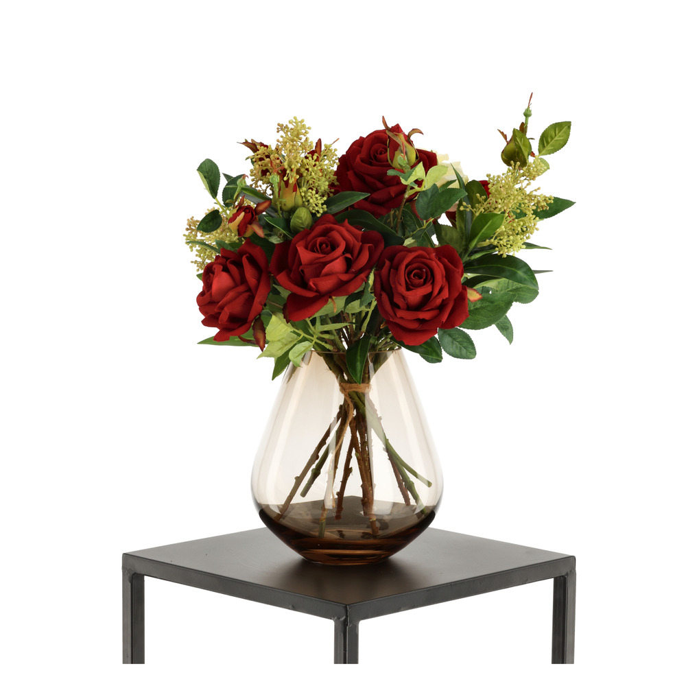 Bouquet artificiel entrelacé elena sevilla rouge/blanc