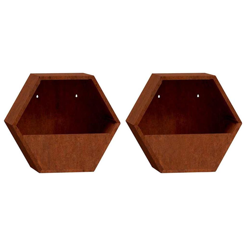 Jardinière d'extérieurs murales 2 pcs rouillé acier corten 30x10x25 cm