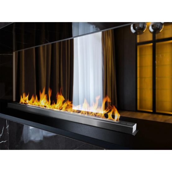 Bruleur bioethanol encastrable 90 cm noir mat design lineaire sans vitre