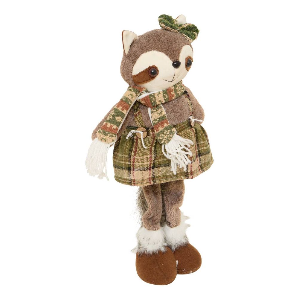 Raton laveur de noël marron et vert h. 48 cm