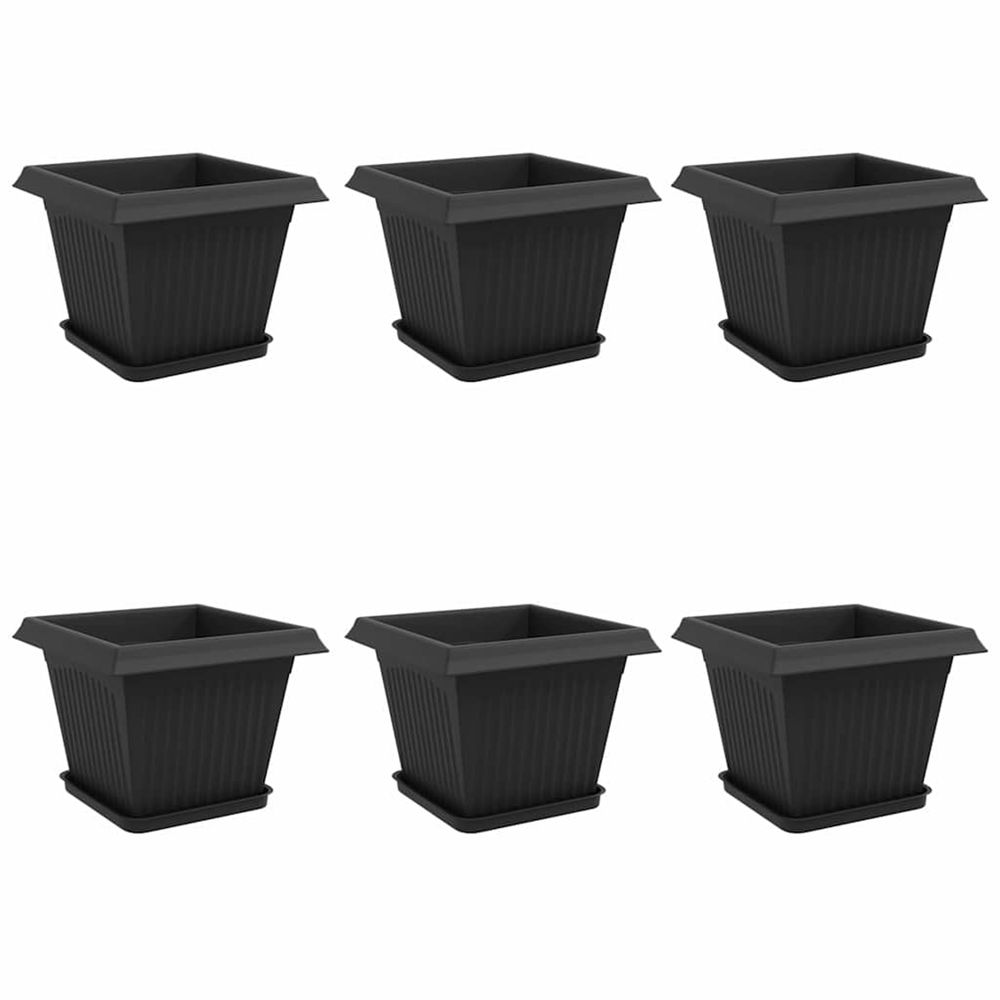 Pots de plantes 6 pc noir plastique
