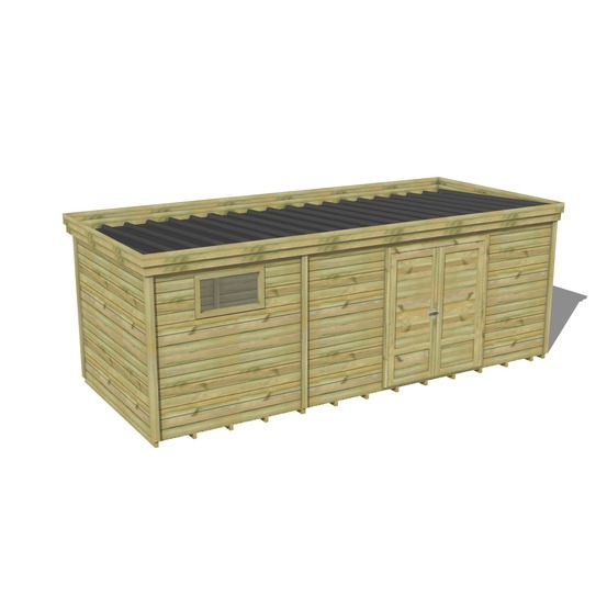 Abri de jardin bois pin traité autoclave 27mm - 6,89x2,64m / 18m2 - bac acier - plancher bois