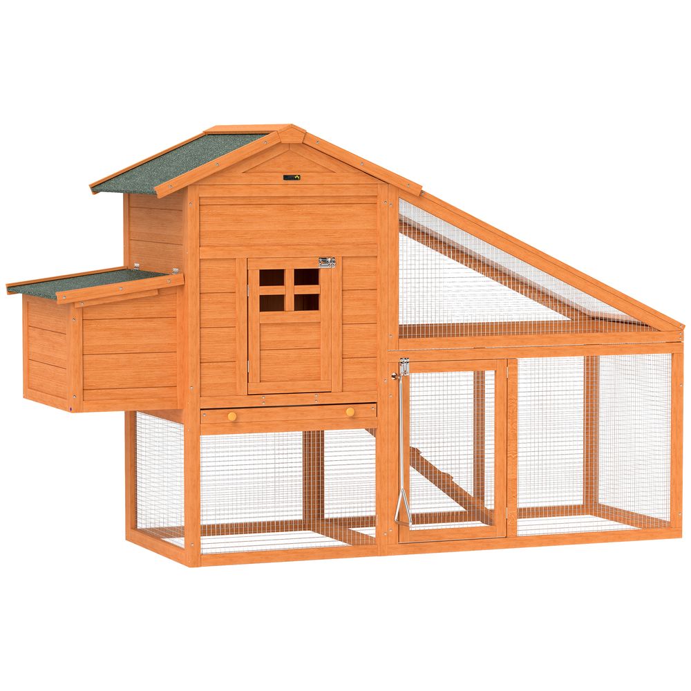 Petit poulailler en bois sapin pour 1-2 poules avec enclos et nichoir 179x67x115cm