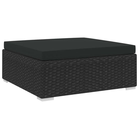 Repose-pied sectionnel 1 pc avec coussin résine tressée noir