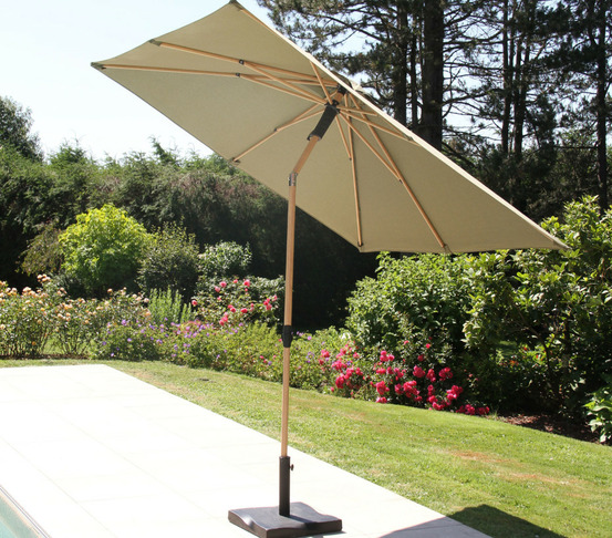 Parasol droit 2,4m - effet bois - vert sauge - rubis