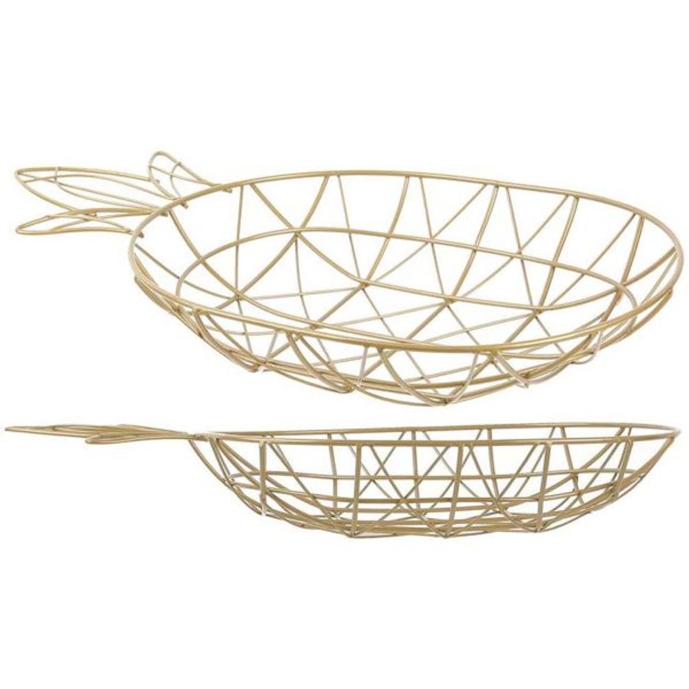 Corbeille filaire ananas doré (lot de 2)