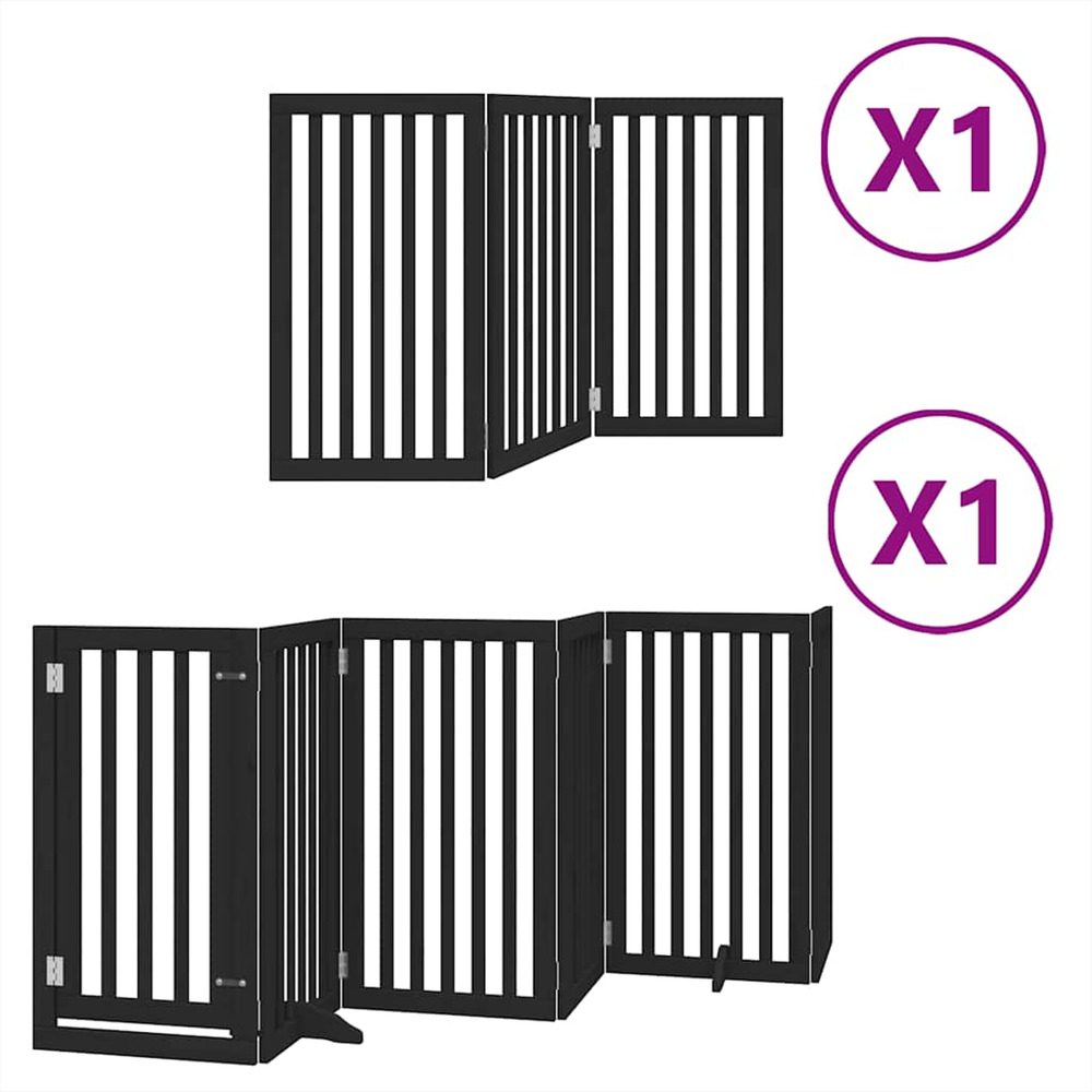 Barrière pour chien porte pliable 9 panneaux noir bois peuplier