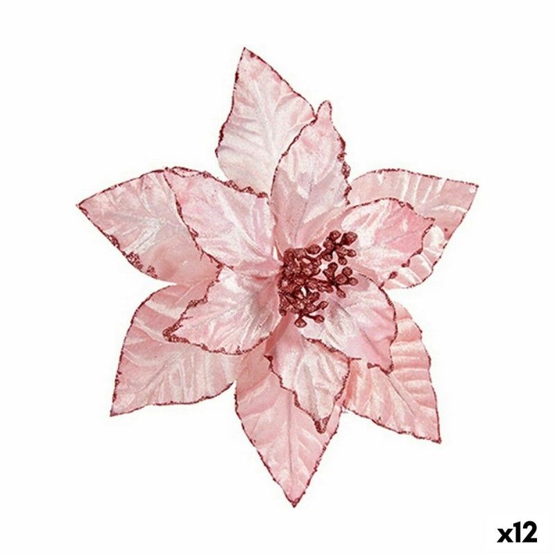 Fleur décorative rose 5,6x2x19cm - lot de 12