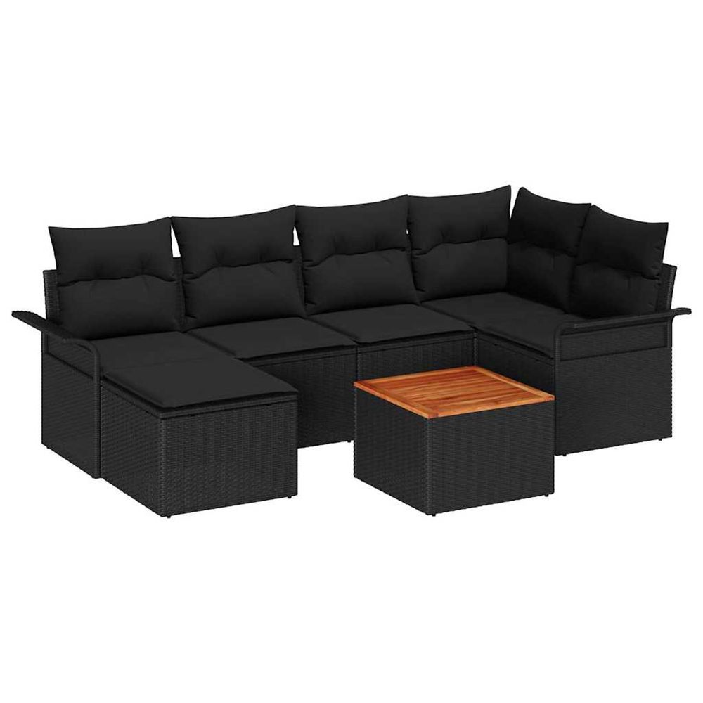 Ensemble de canapé de jardin 7 pc noir polyrotin