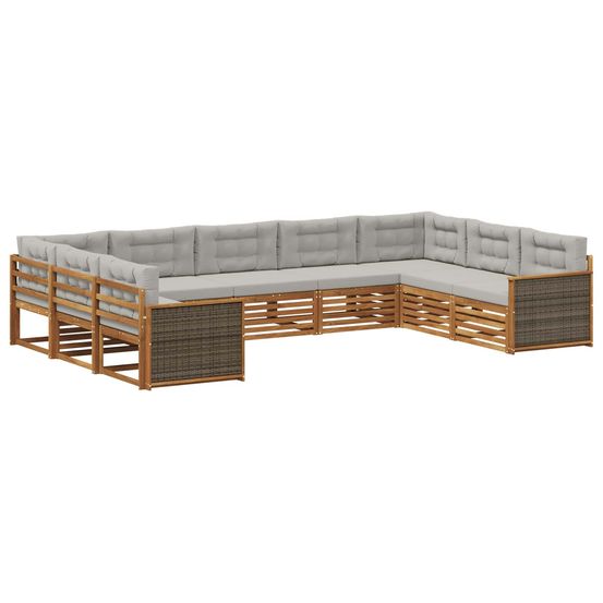 Ensemble de canapés d'extérieur 9 pc naturel et gris clair