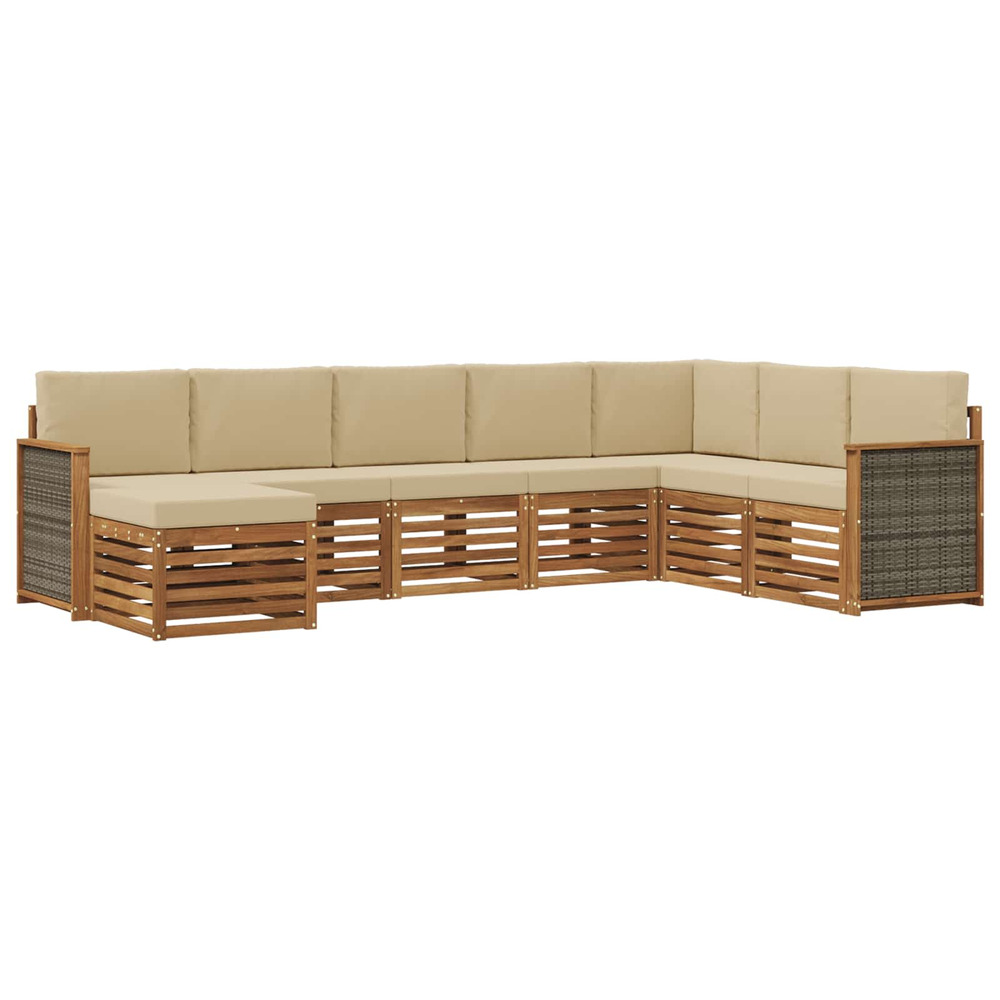 Ensemble de canapés d'extérieur avec coussin 6 pcs naturel