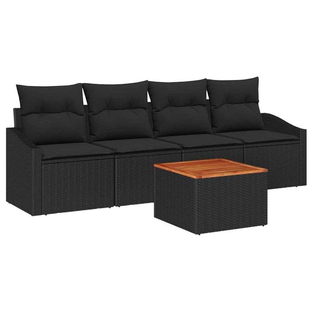 Ensemble de canapé de jardin 5 pc noir polyrotin