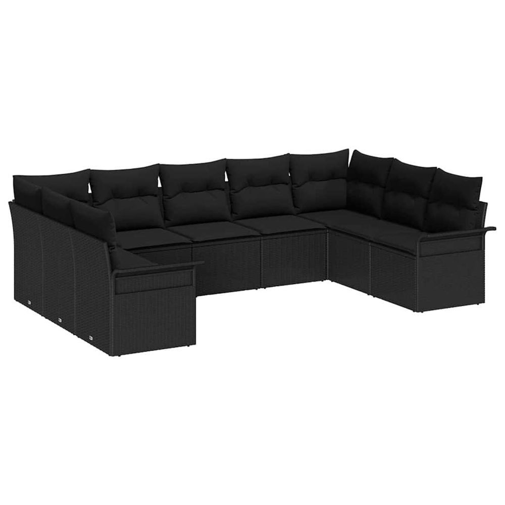 Ensemble de canapé de jardin 9 pc noir polyrotin