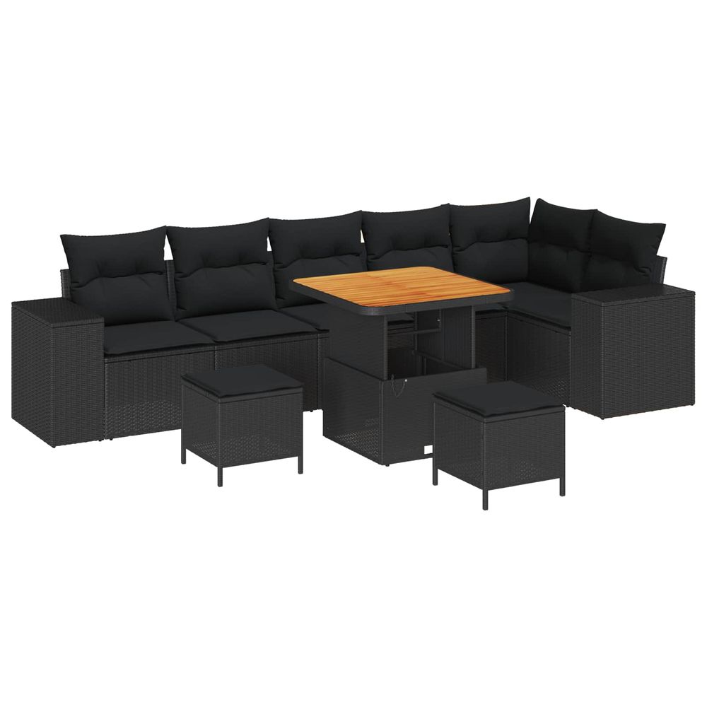 Ensemble de canapé de jardin 9 pc 6-nombre de places noir