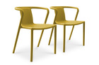 Diego - lot de 2 fauteuils de jardin empilables, polypropylène jaune moutarde