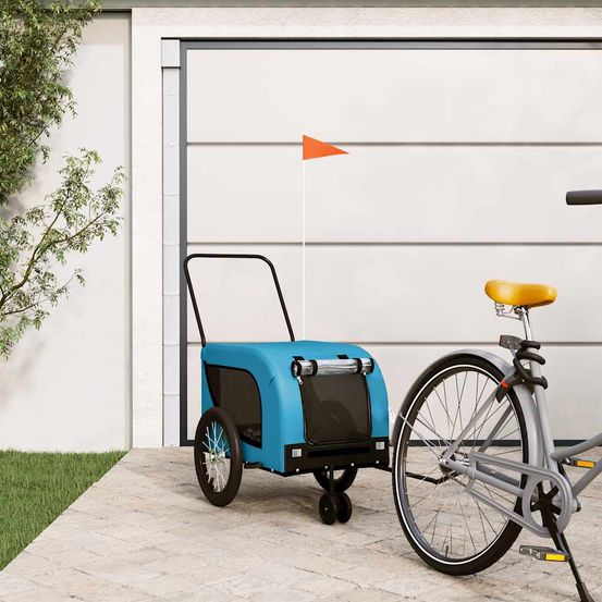 Remorque vélo chien 3 roues tissu oxford grande capacité 45 kg bleu et noir