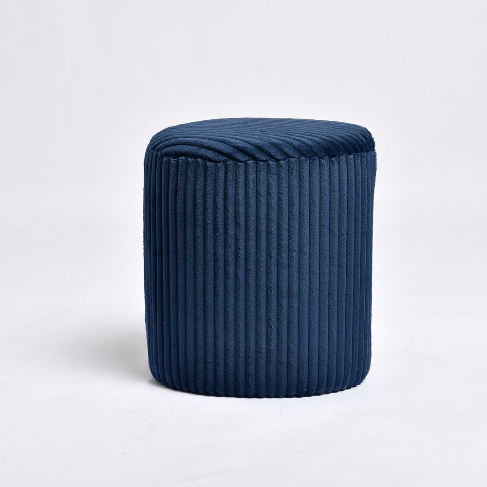 Emmy-pouf triangulaire en velours côtelé bleu foncé