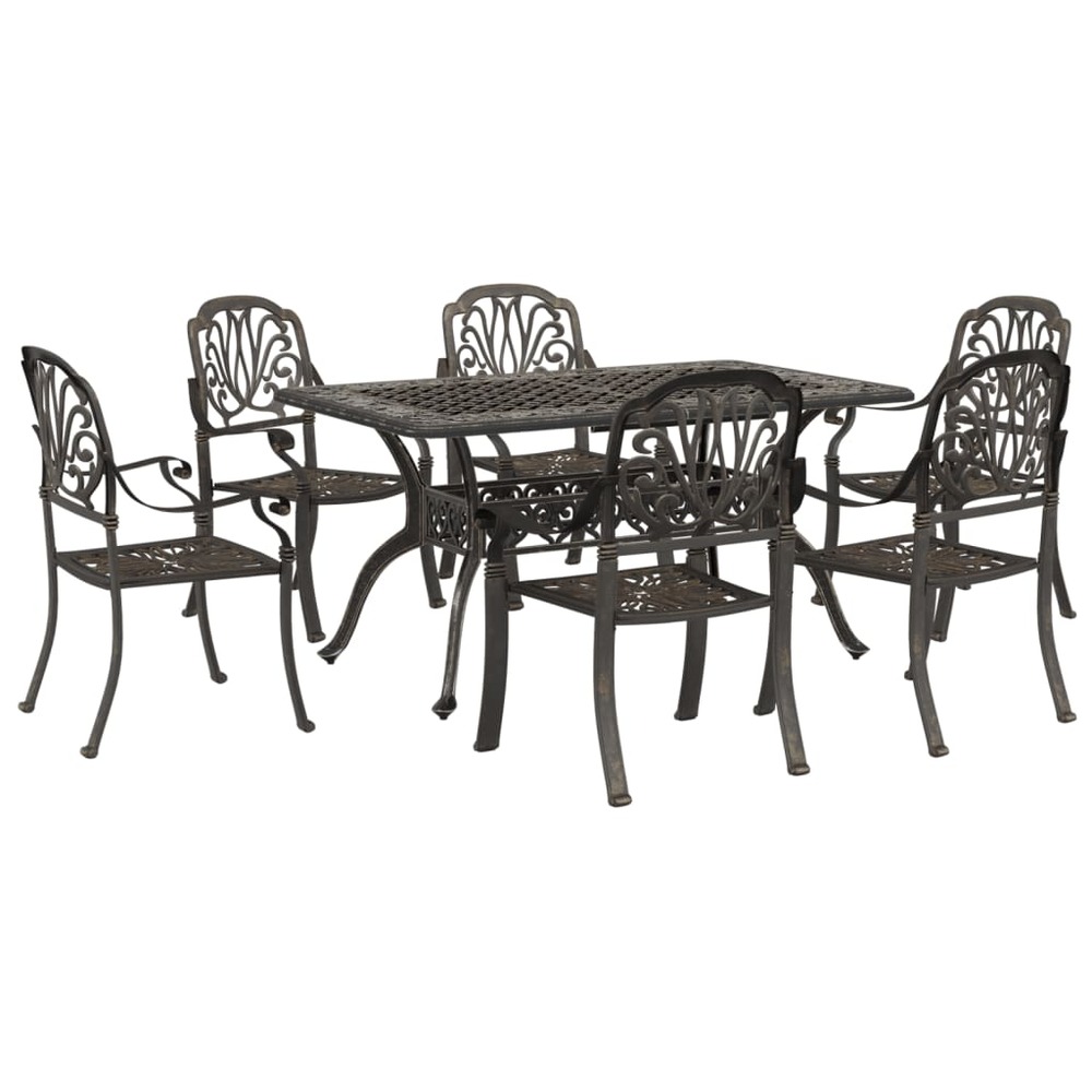 Ensemble à manger de jardin 7 pcs bronze aluminium coulé