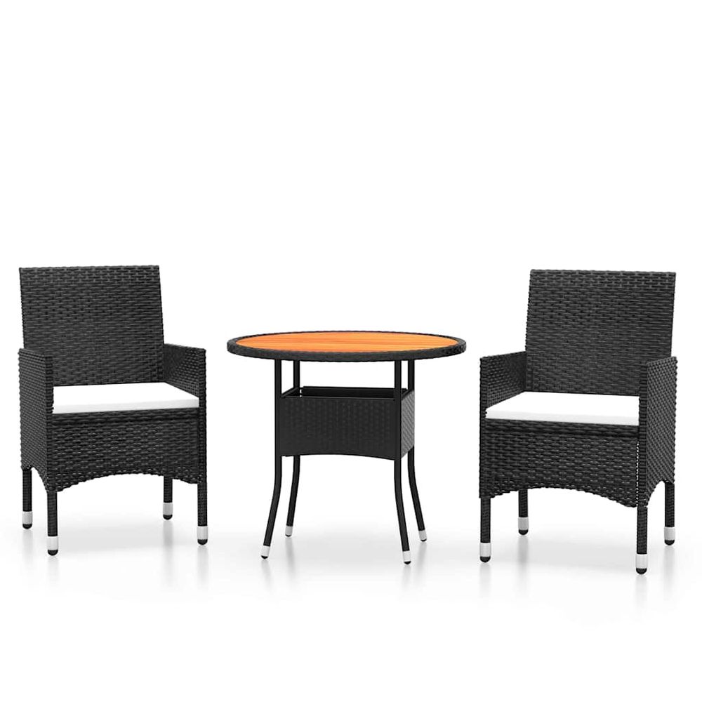 Ensemble à manger de jardin 3 pcs résine tressée noir
