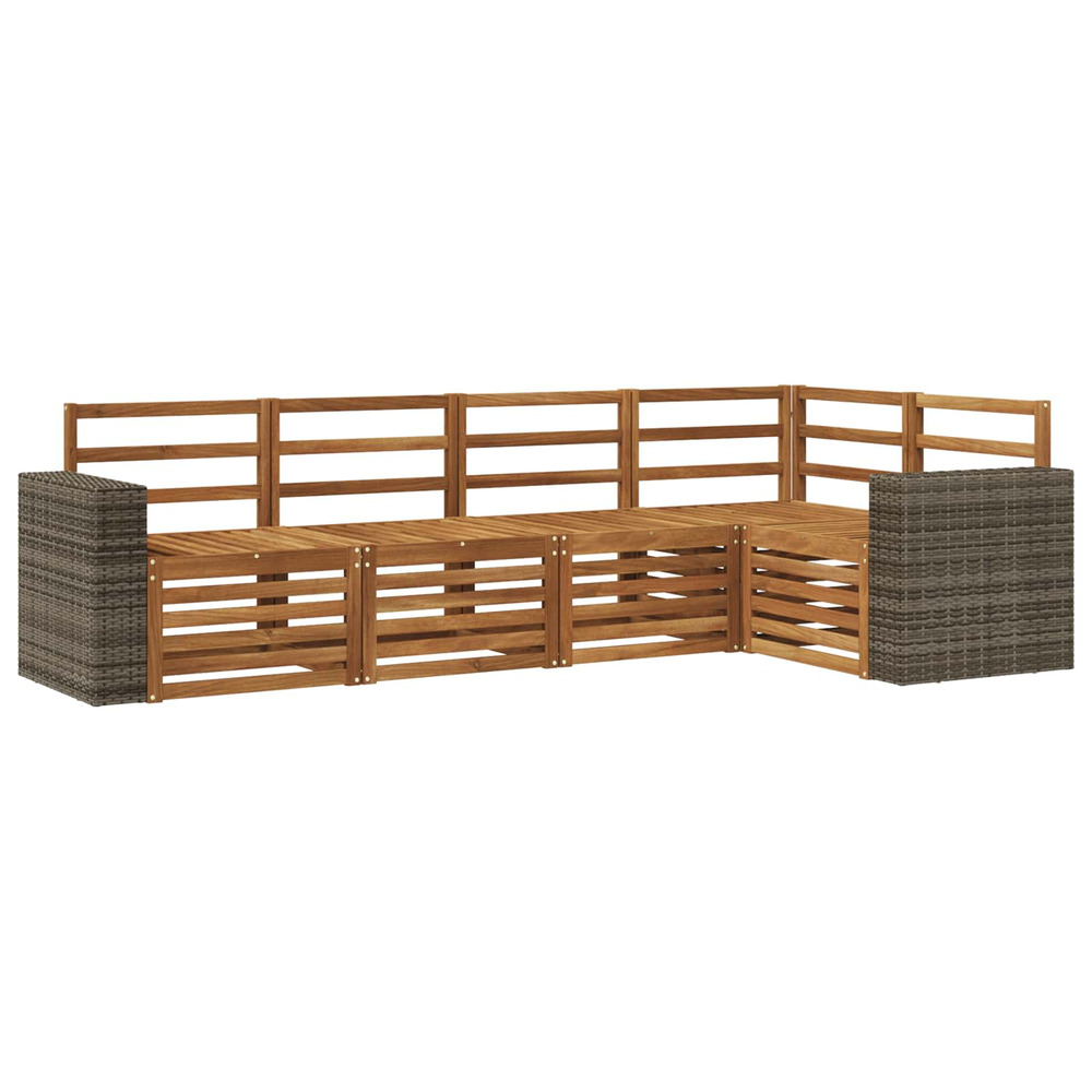 Ensemble de canapé d'angle 5 pcs naturel bois d'acacia massif